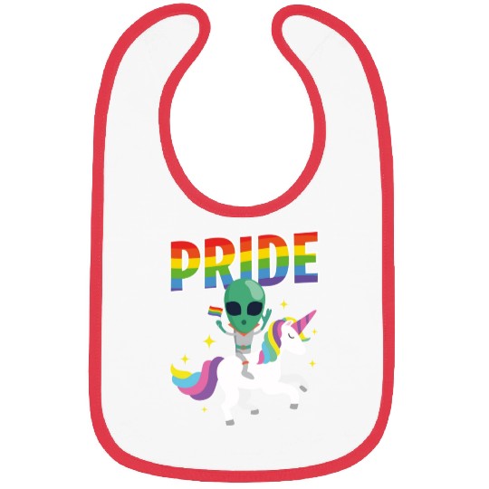 LGBT Gay Lesbian Pride Flag Funny Alien Unicorn Bibs