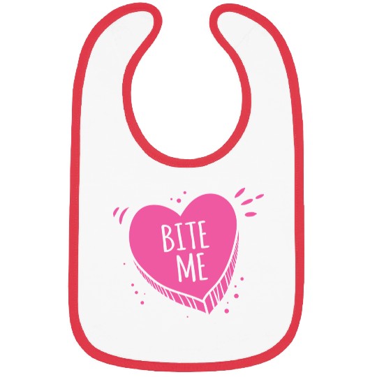 Bite Me Candy Heart Valentines Day Pink Sweet Gift Bibs