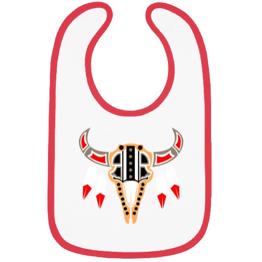 Native American Buffalo Skull for Tribal Art Lover Bibs