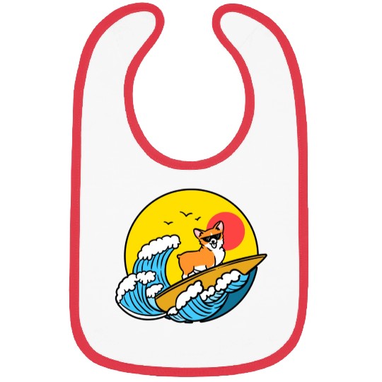 Surfing Corgi for Welsh Corgi Lover Bibs