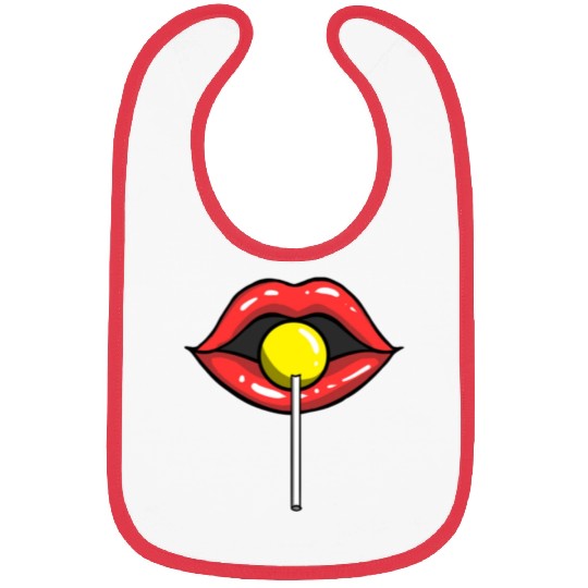 Red Lips Lollipop for Lollipop Lover Bibs