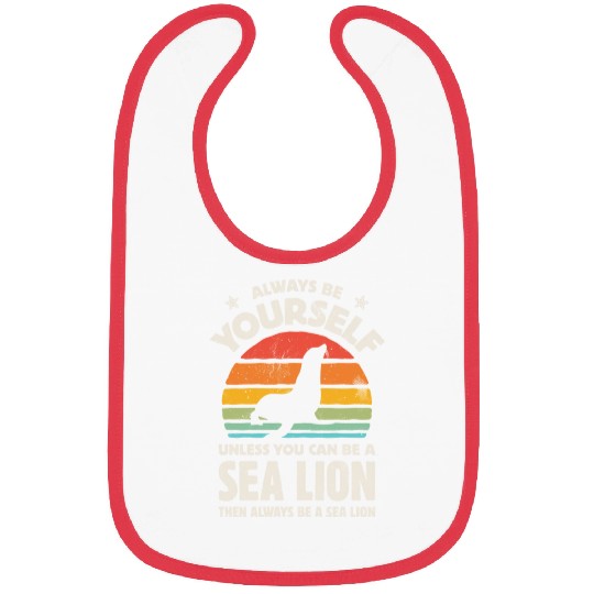 Always Be Yourself Sea Lion Sunset Retro Bibs