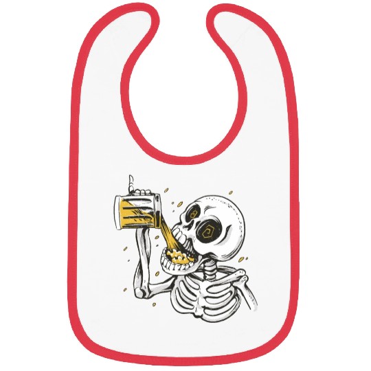 Skeleton drinking beer Bibs