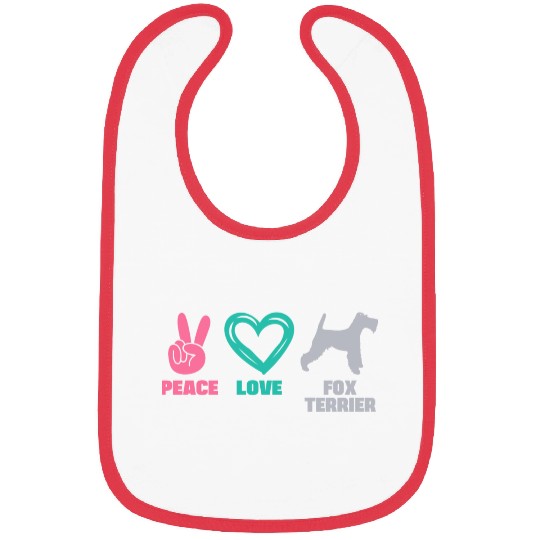 Wire Fox Terrier Mom Peace Love Bibs