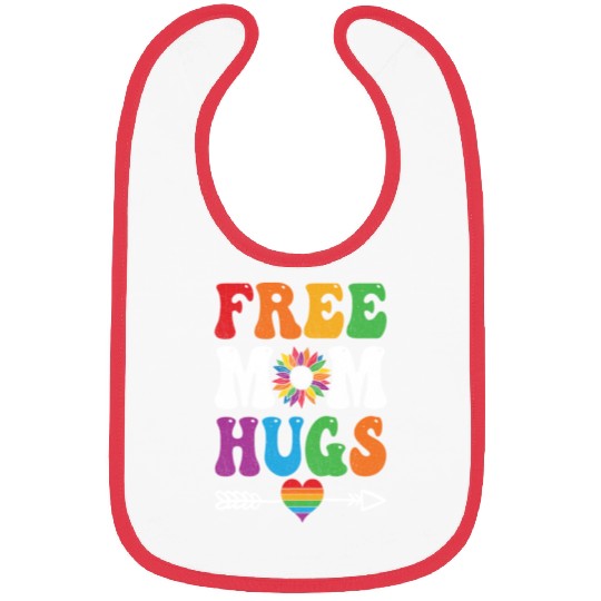 Free Mom Hugs Bibs Sunflower Rainbow Heart LGBT
