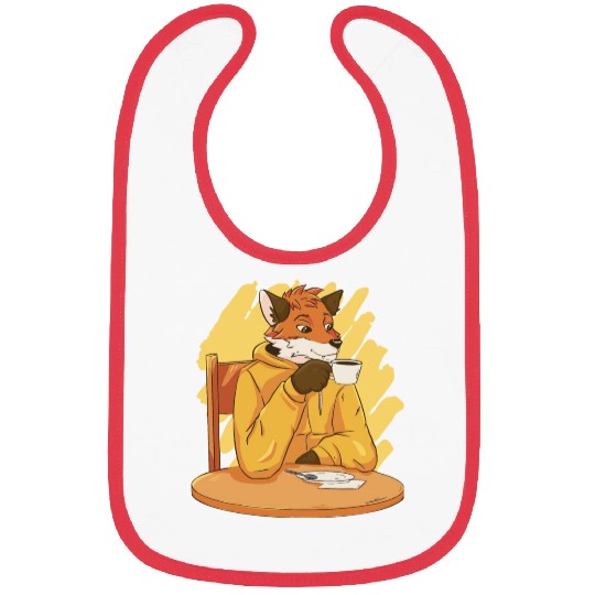 Fox Drinking Coffee Bibs
