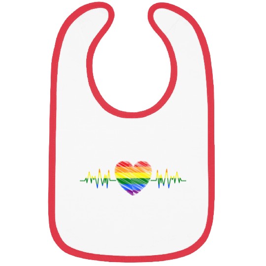Heart Heartbeat LGBTQ Gay Pride Rainbow Heart Rate Bibs