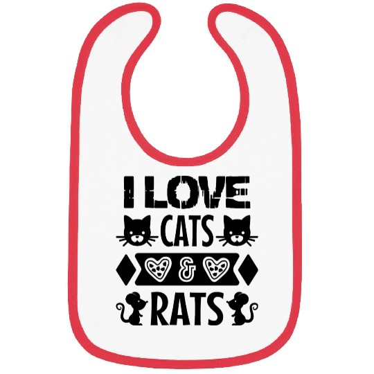 I Love cats Rats Design Bibs
