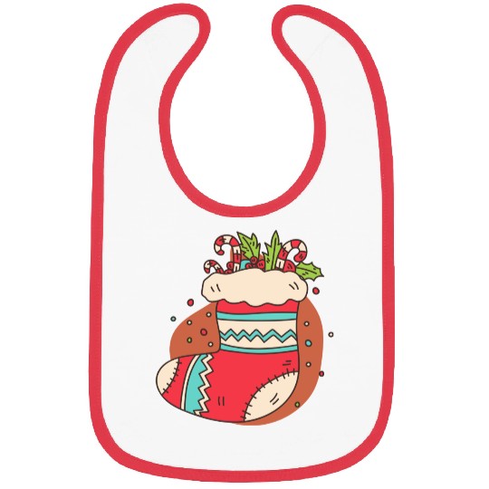 christmas sock with candy canes Bibs