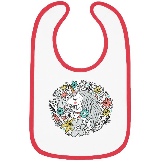 Unicorn and flowers Bibs