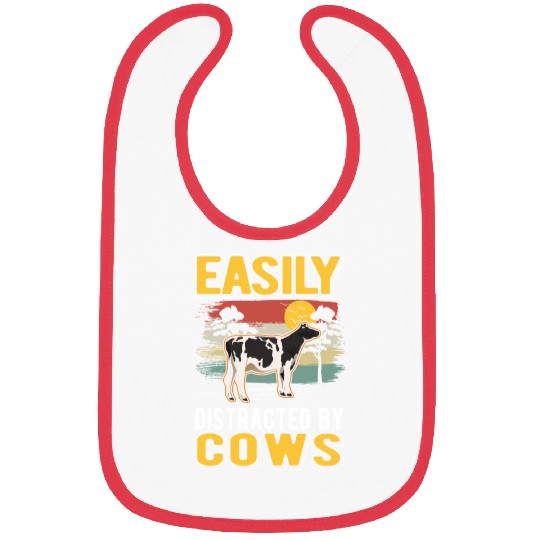 Easily Distracted By Cows Cattle Cow Bibs