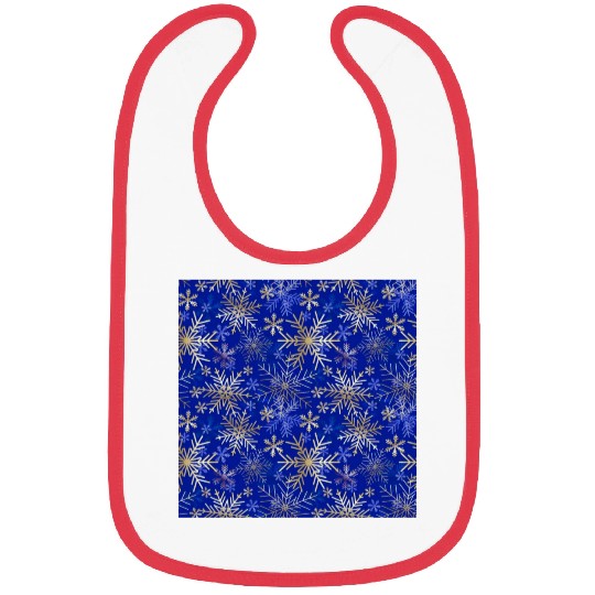 Snowflakes Pattern Blue Gold Bibs