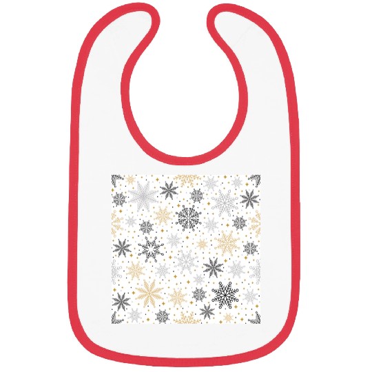 Modern Snowflakes Pattern White Gold Bibs