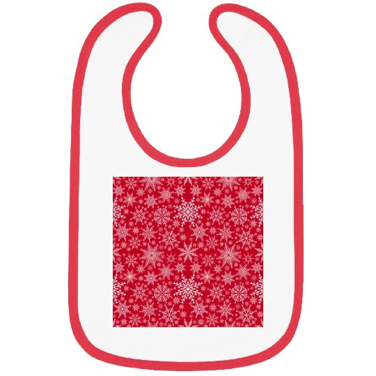 Snowflakes Pattern Red White Bibs