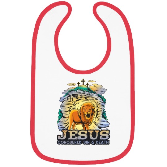 Jesus Conquered Sin And Death Inspirational Lion Bibs