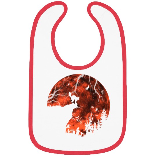 Cat Red Moon trick or treat Bats Forest Halloween Bibs