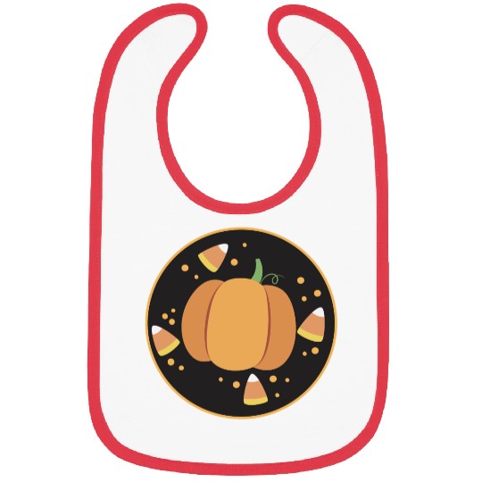 Pumkpin on a circle with candy corn Bibs