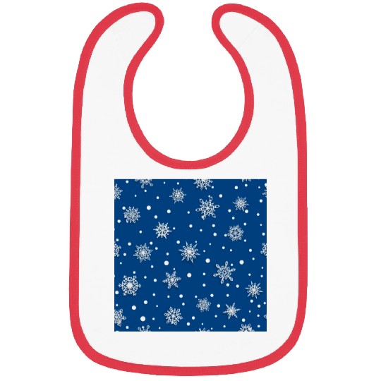 Modern Navy Blue Snowflakes Pattern Bibs