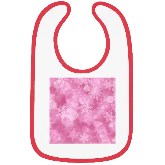 Pink White Snowflakes Pattern Bibs