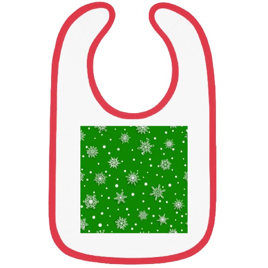 Modern Green Snowflakes Pattern Bibs