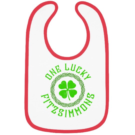 One Lucky Fitzsimmons Irish Family 4 Leaf Clover Bibs