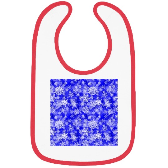 Navy Blue White Snowflakes Pattern Bibs
