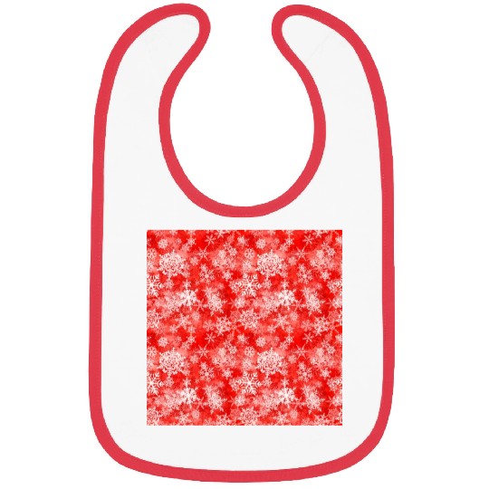 Red White Snowflakes Pattern Bibs