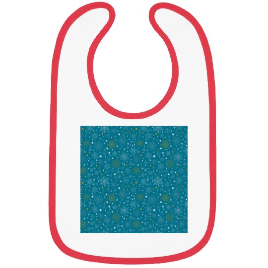 Snowflakes Pattern Blue Gold Bibs