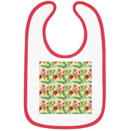 Illustration hibiscus palm leaves Bibs