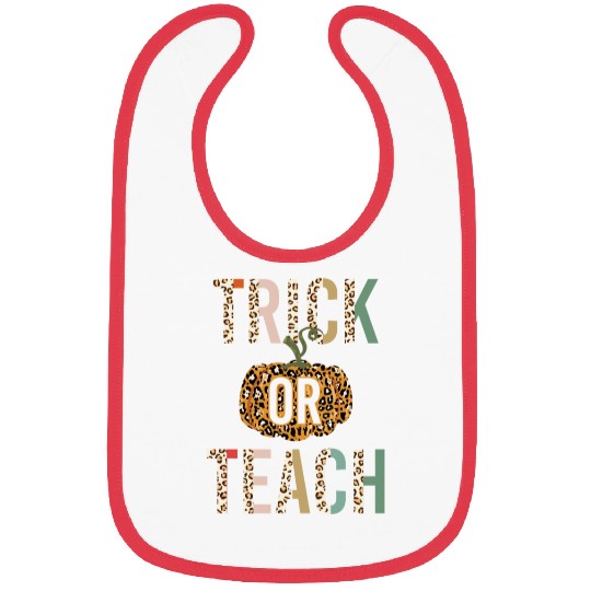 Trick Or Teach Leopard Print Halloween Bibs
