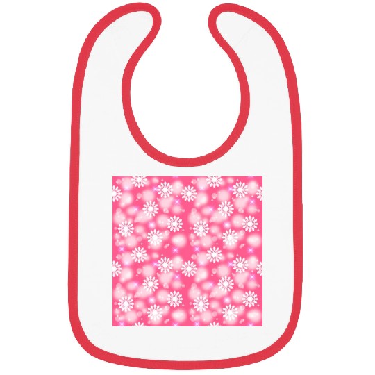Pink White Snowflakes Pattern Bibs
