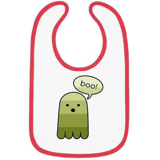 Olive Green Boo Ghost Halloween Bibs