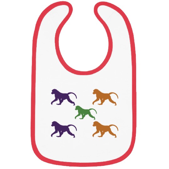 5 Baboons Monkey Bibs