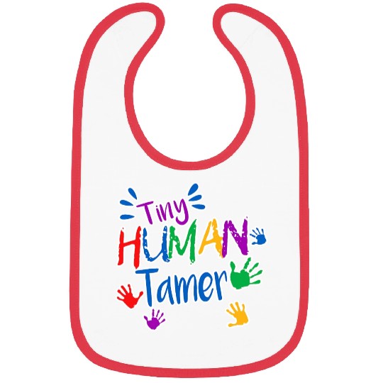 Funny Tiny Human Tamer Daycare Provider Teacher Bibs