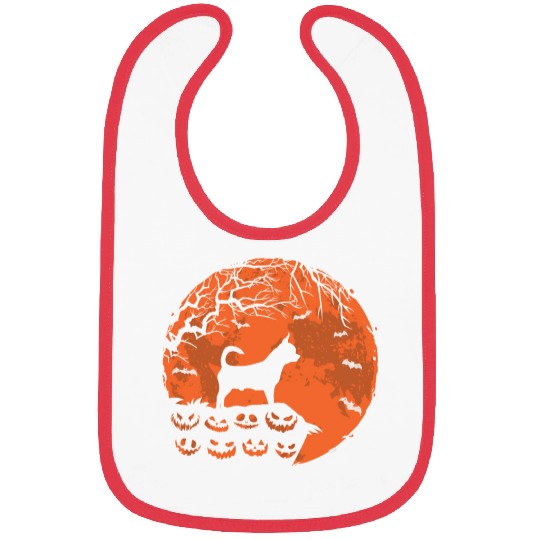 Chihuahua And Moon Halloween Funny Dog Lover Gift Bibs