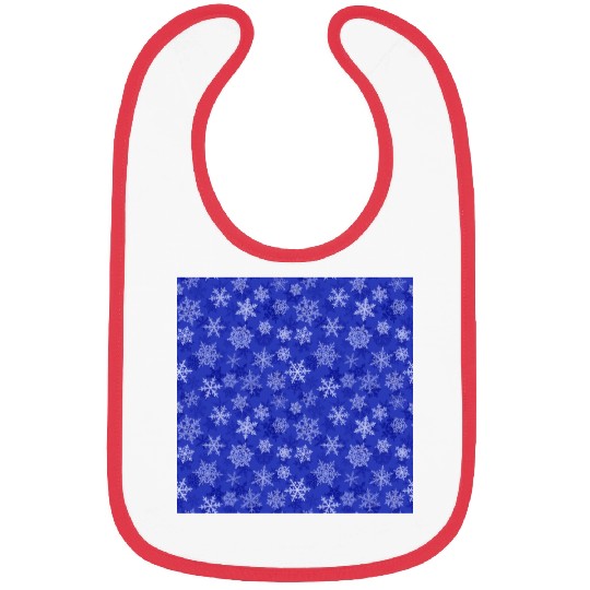 Pretty Navy Blue Snowflakes Pattern Bibs
