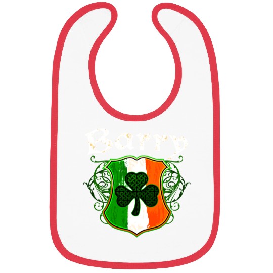 Barry Irish Surname Ireland Flag Shield Shamrock Bibs
