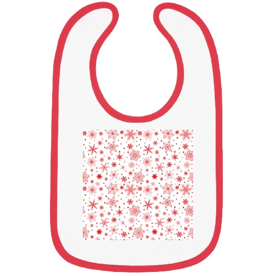 Snowflakes Pattern Red White Bibs