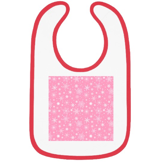 Snowflakes Pattern Pink White Bibs