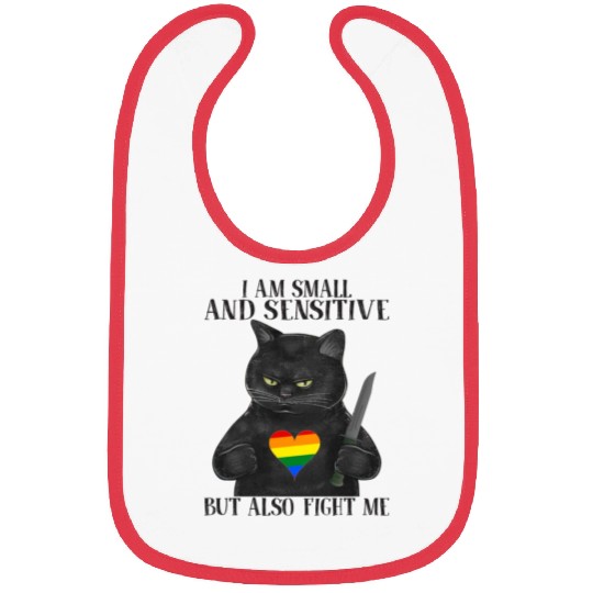 LGBT Black Cat Knife Rainbow Heart Gay Pride Flag Bibs