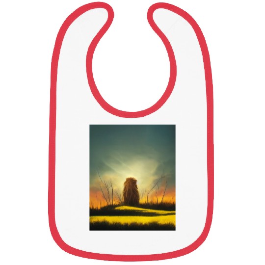 Lion meditate on sunrise, painting Bibs