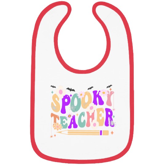 Spooky Season Retro Spooky Teacher Halloween Funny Bibs