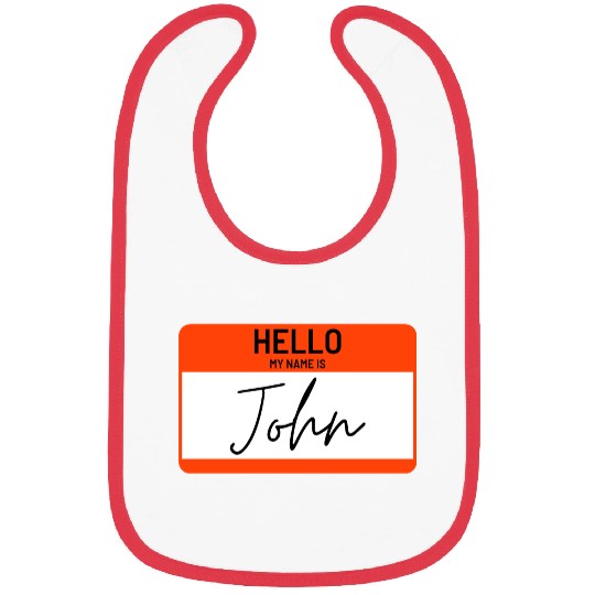 hello my name is john name card Bibs