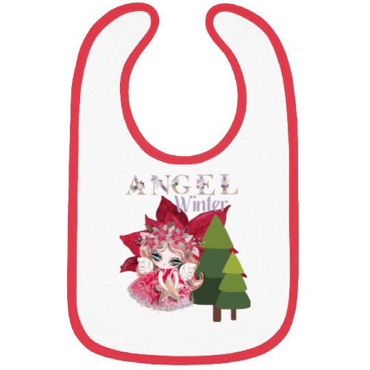 Winter Angel Christmas Tree Poinsettia Bibs