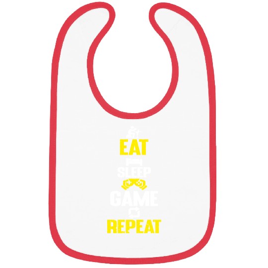 Eat sleep game repeat design funny gaming meme Bibs