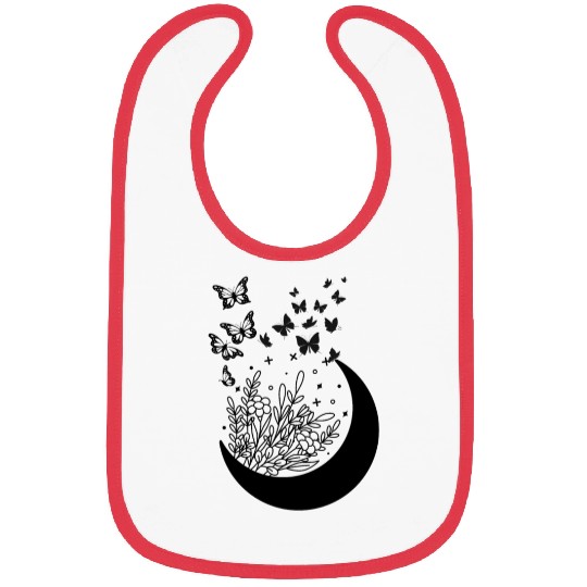 moon flowers butterflies Bibs