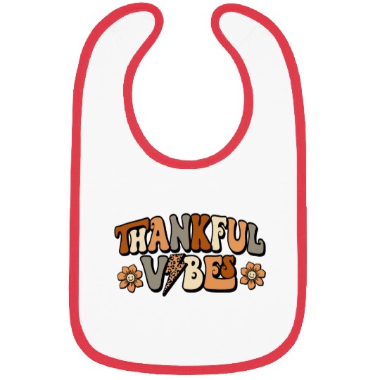Retro Thankful Vibes Leopard Print Bibs