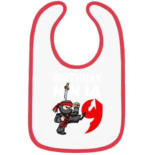 Birthday Party 9 Years Old Japanese Ninja Birthday Bibs