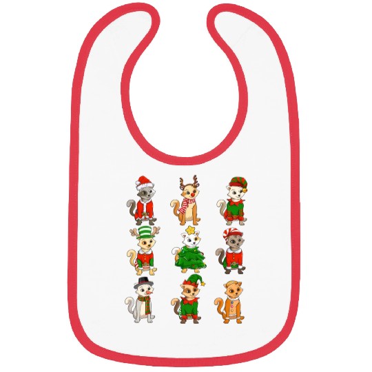 Santa Cat Christmas Tree Lights ELF Reindeer Lover Bibs