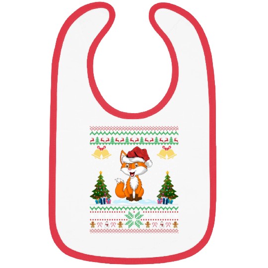 Foxes Animal Lover Xmas Gift Ugly Fox Christmas Bibs